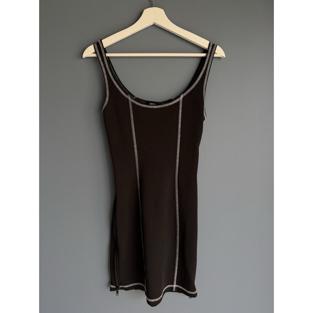 Poster Grl Black Mini Dress Bodycon Y2K Grunge Clubwear Zip XS Grunge Streetwear